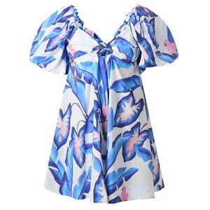 Farm Rio Womens Foliage Off-White Mini Dress X-Small Blue - NWT $198